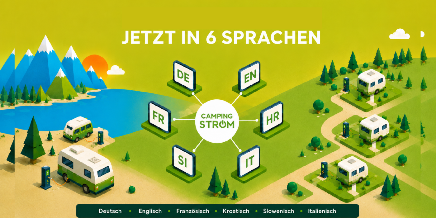 Camping-Strom Manager jetzt in 6 Sprachen