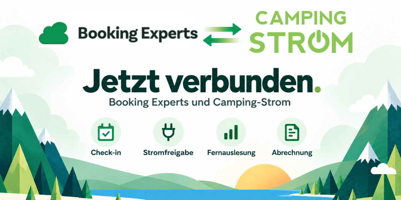 Neu: Camping-Strom ist mit Booking Experts verbunden