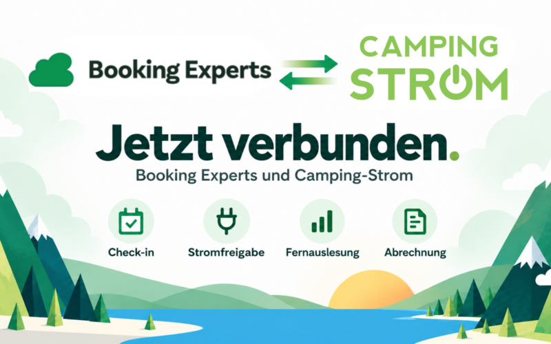 Neu: Camping-Strom ist mit Booking Experts verbunden